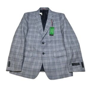 Tommy Hilfiger Conrad Sport‎ Coat Mens 40S 40 Light Blue Plaid Stretch NEW $295
